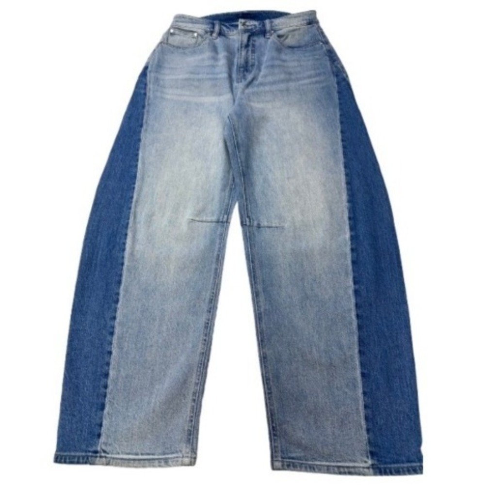 On-34th Womens 2-Tone Wide Leg Jeans Blue High Rise Size 8/29